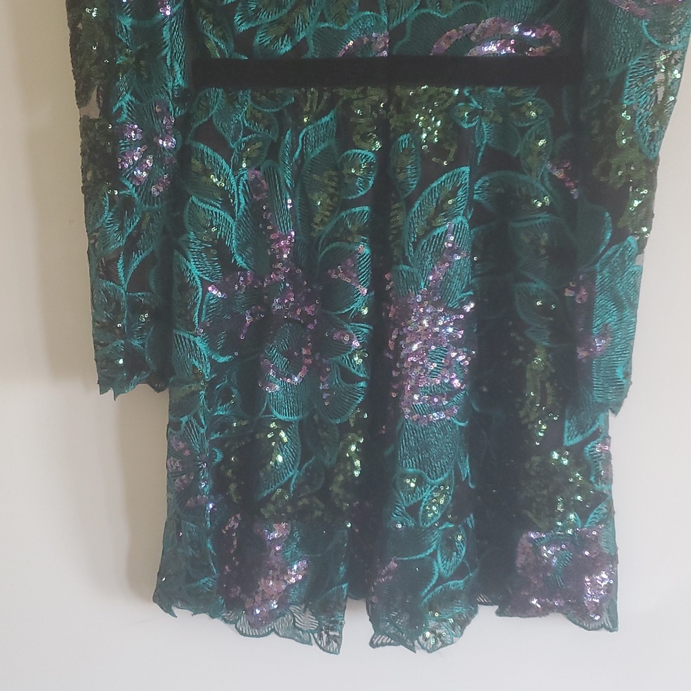 NEW HELSI ALICE FLORAL EMBROIDERED SEQUIN LONG SLEEVE COCTAIL DRESS. SIZE:SMALL - Picture 13 of 14